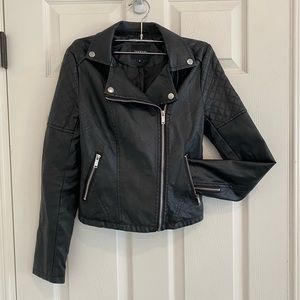 Boohoo black leather moto jacket